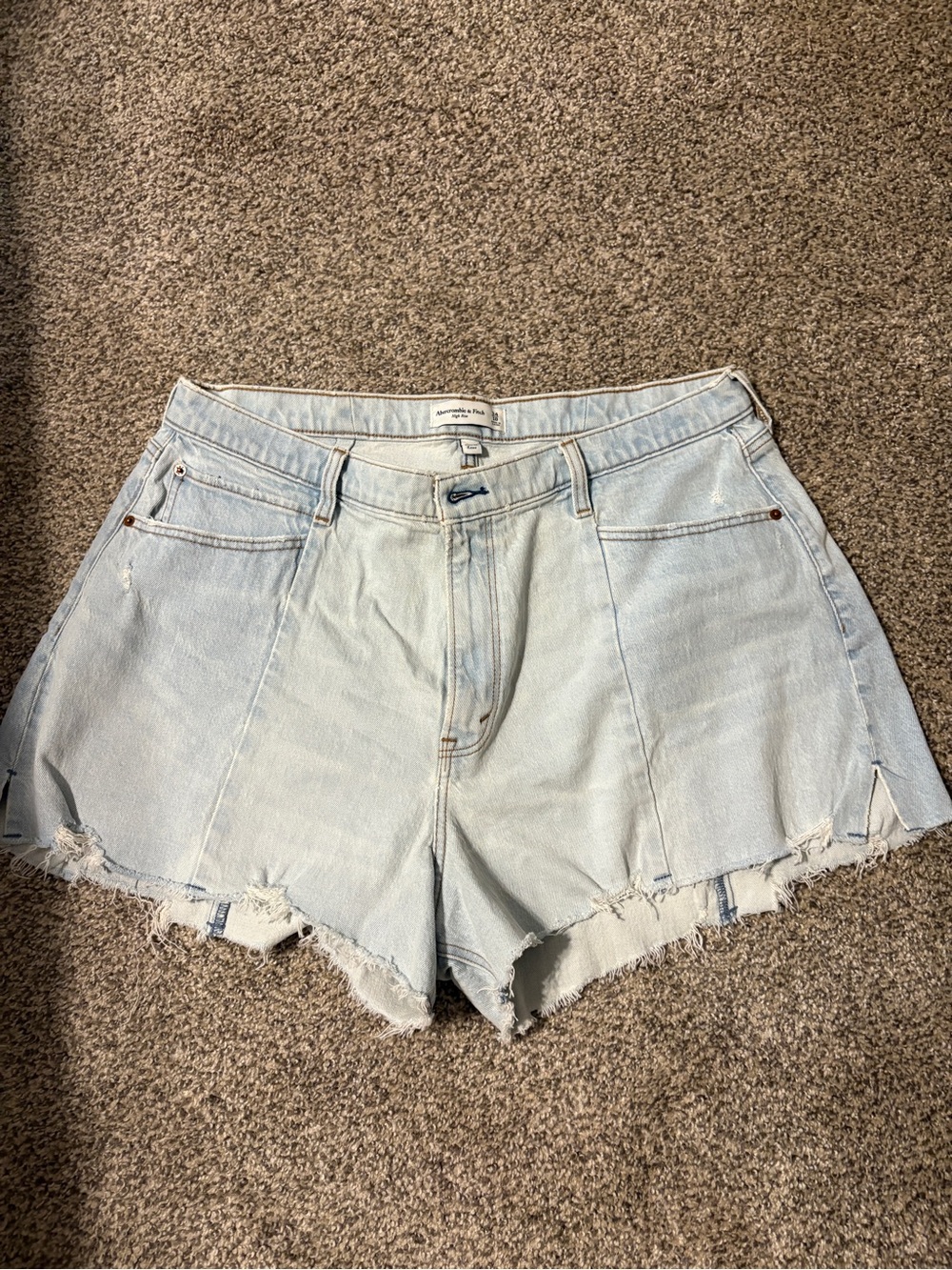 Abercrombie & Fitch Light Blue Distressed Denim Shorts